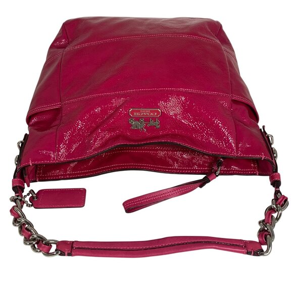COACH 2009 Tribeca Pink Patent Leather Shoulder Bag Handbag 14118 Chain Strap - Picture 8 of 15